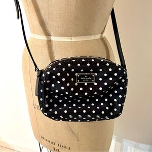 Kate Spade Black & White Polka Dot Nylon Crossbody EUC